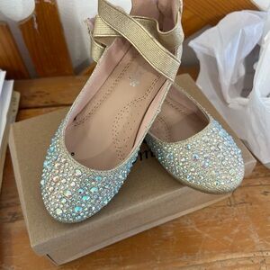 Sparkling Gold Rhinestone Flats
